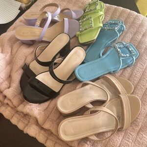 Donated today. Women's Sandals - Black, Cream, Blue, Green, Purple. Size 7-71/2